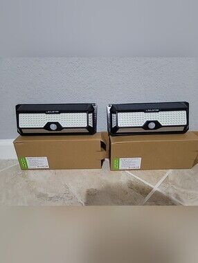 Leclstar Black LED Outdoor Solar light with Motion Sensor Set Of 2